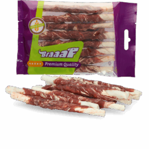 Braaaf Rawhide Roll Sticks Lam & Vis - 8 st.