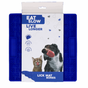 Eat Slow Live Longer Lick Mat Bones Blauw