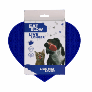 Eat Slow Live Longer Lick Mat Lovely Heart Blauw